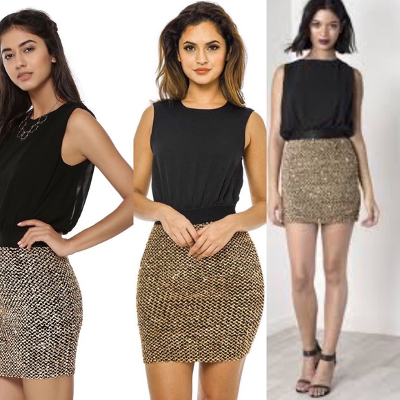 BOOHOO Kim Chiffon and Sequin 2 in 1 Dress sz 8 - Picture 3 of 6